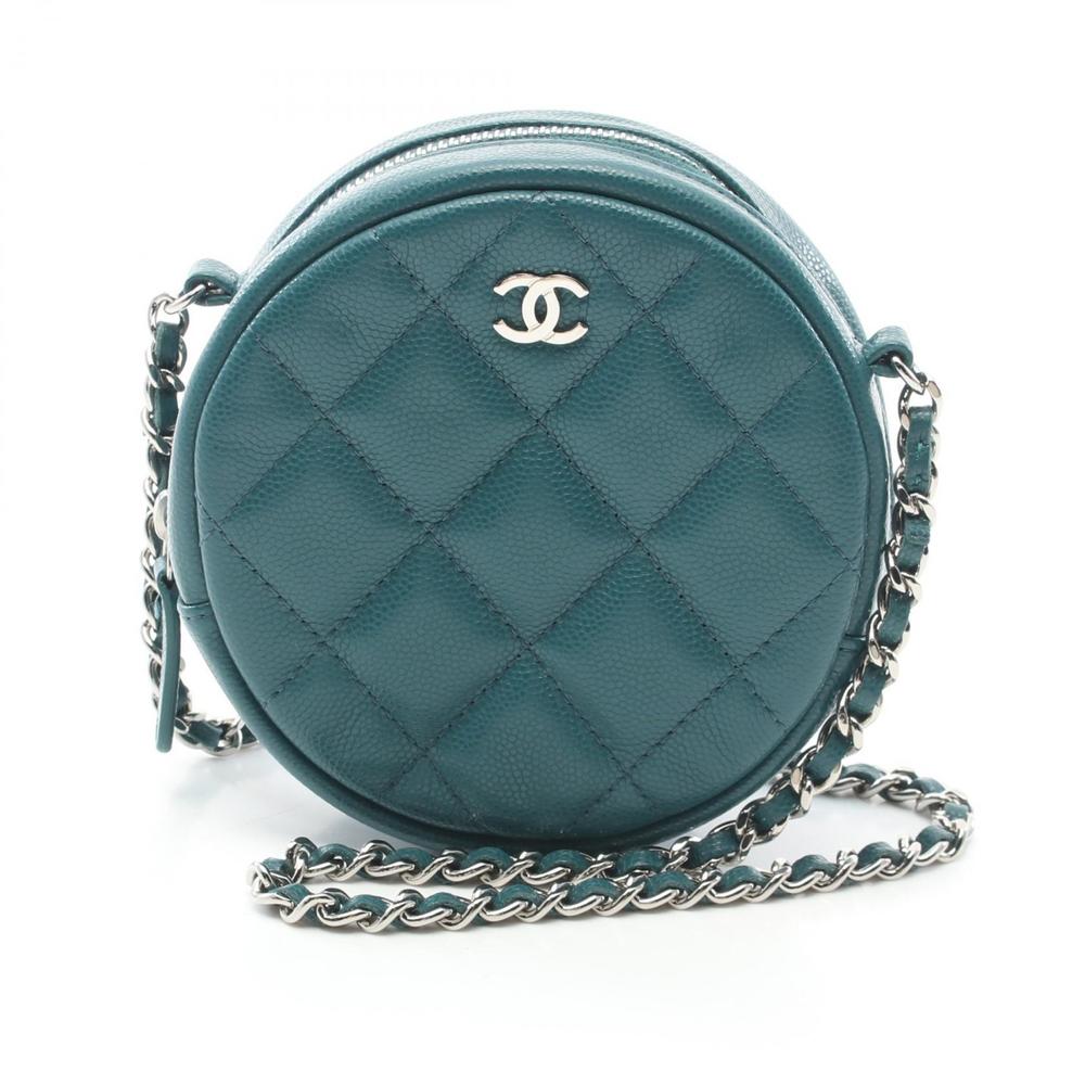 CHANEL Matelasse Mini Classic Shoulder Bag Caviar Skin Green